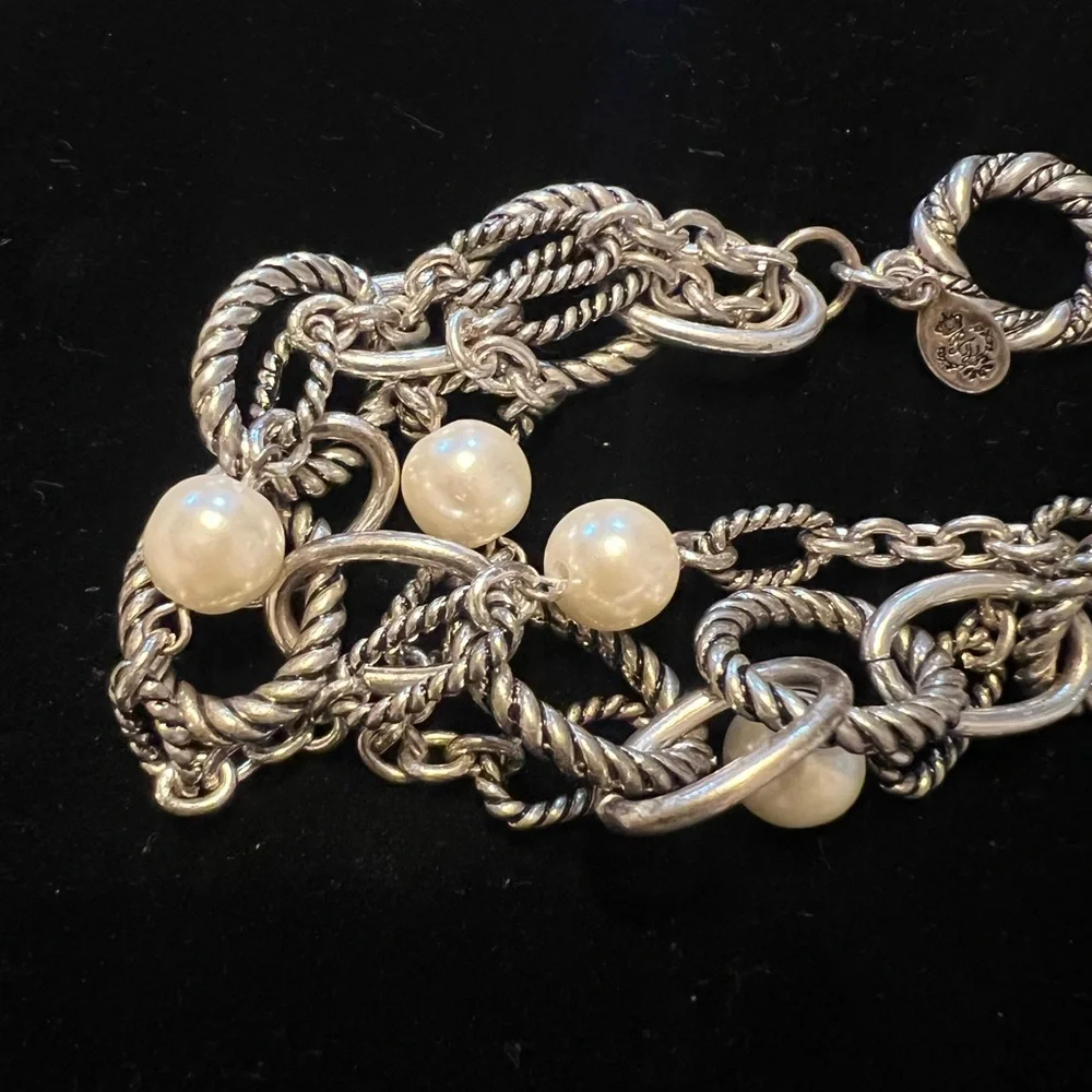 Premier Designs “Bellissimo” Antique Silver-Tone Bracelet with Pearls - Picture 5 of 6